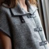 Knitted vest with gray leatherette CO-1008